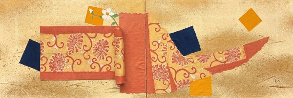 第74回 光陽展　名誉委員　布施 毬江　（ﾌｾ ﾏﾘｴ）ま・と・う　(染）160×50